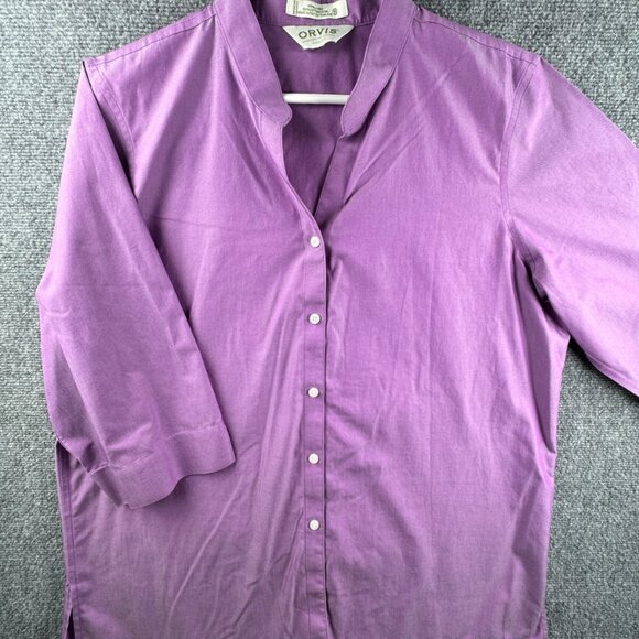 Orvis Tops - Orvis Women’s Purple Button Up Shirt 1/2 Sleeve Size 18 Cotton Wrinkle Free